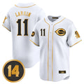 Cincinnati Reds #11 Barry Larkin Player White-Gold HOLBERT Vapor Premier Limited Home Stitched Jerseys