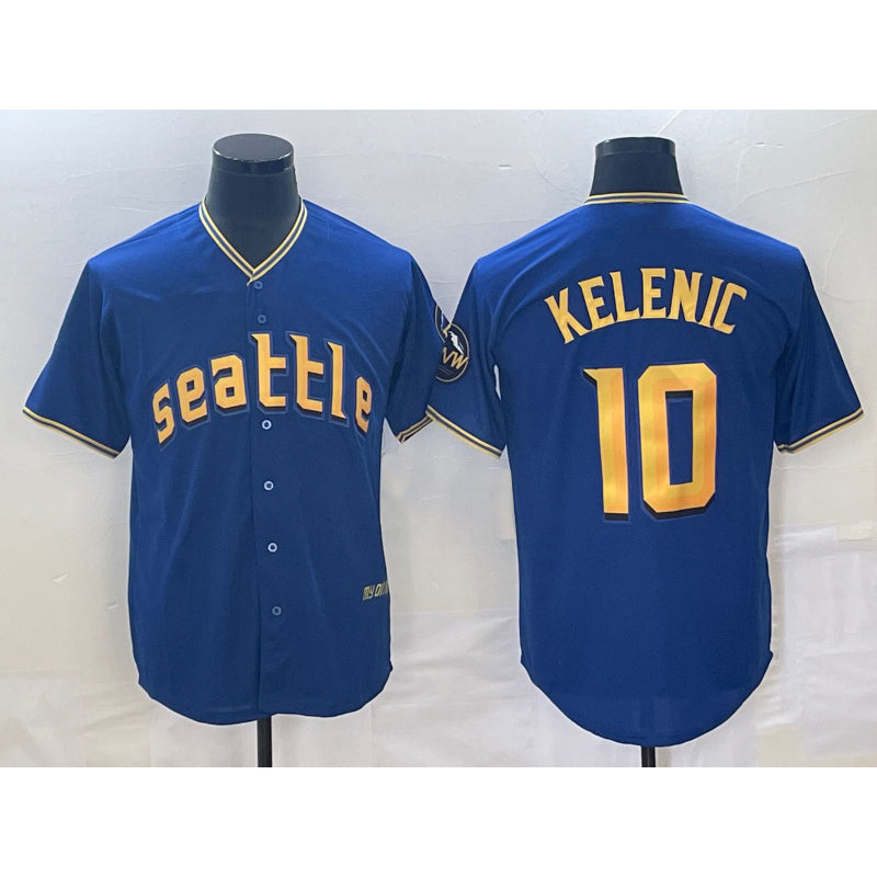 Seattle Mariners #10 Jarred Kelenic Blue HOLBERT 2023 City Connect Cool Base Stitched Jersey