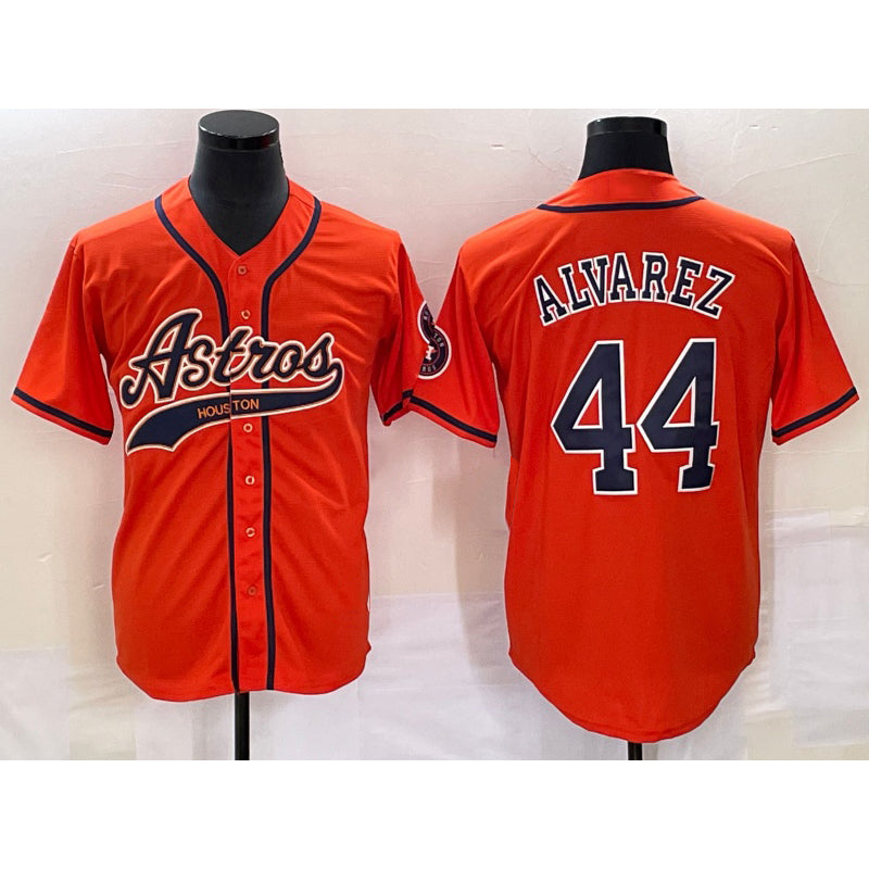 Houston Astros #44 Yordan Alvarez Orange HOLBERT With Patch Cool Base Stitched Jersey