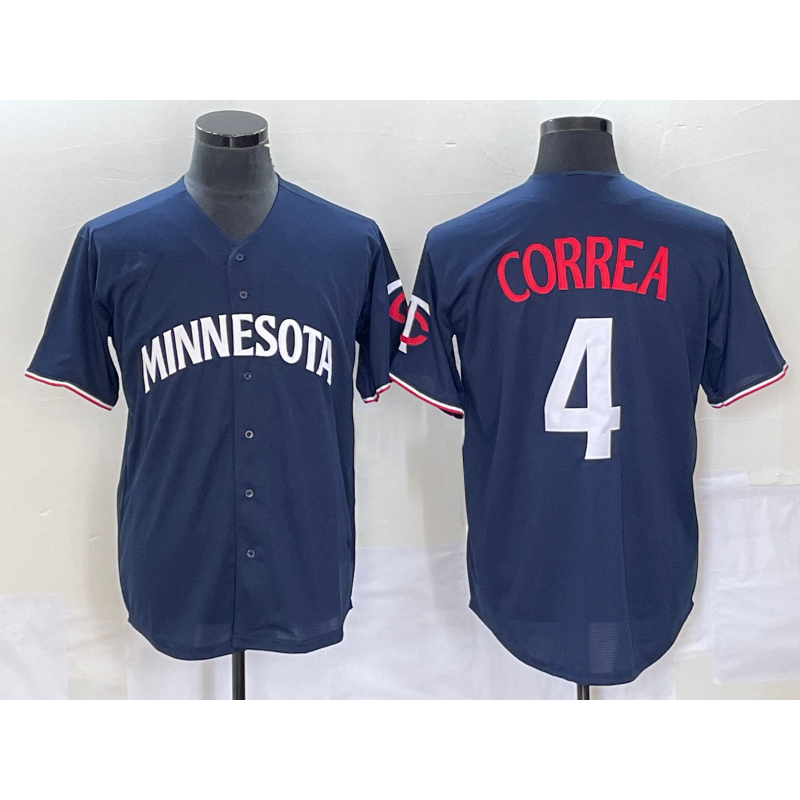 Minnesota Twins #4 Carlos Correa 2023 Navy Blue HOLBERT Cool Base Stitched Jersey
