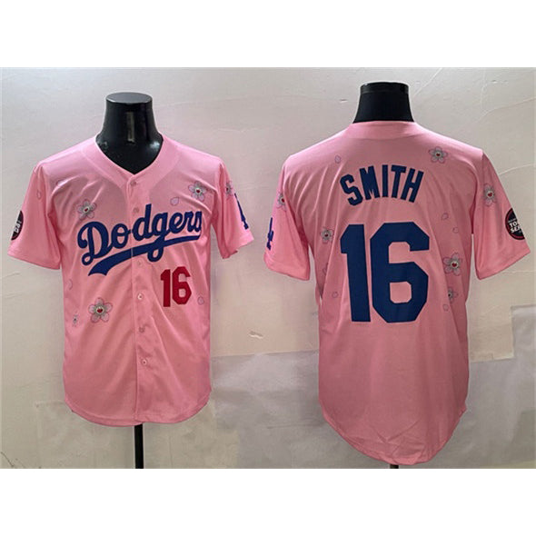 Los Angeles Dodgers #16 Will Smith Pink HOLBERT 2025 Tokyo Series Limited Stitched Jersey
