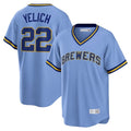 Milwaukee Brewers #22 Christian Yelich Player Light Blue HOLBERT Cooperstown Collection Game T-shirt Stitched Jerseys