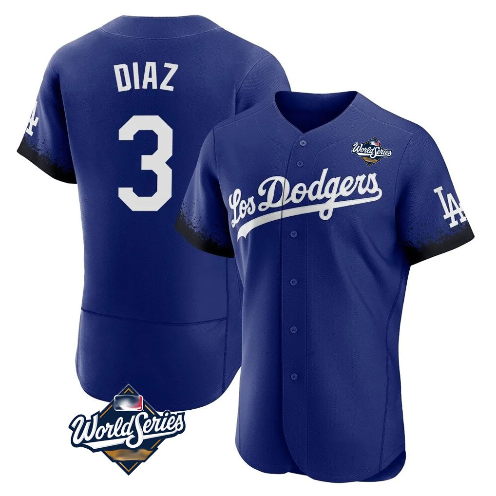 Los Angeles Dodgers #3 Edwin D¨ªaz Player Royal HOLBERT World Series City Connect Elite Home Stitched Jerseys