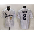 New York Yankees #2 Derek Jeter White HOLBERT Pinstripe Fashion Cool Base Jerseys 2