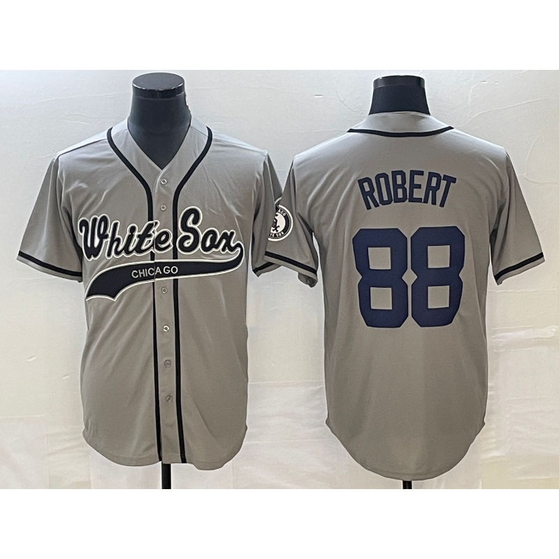 Chicago White Sox #88 Luis Robert Grey HOLBERT Cool Base Stitched Jersey 2