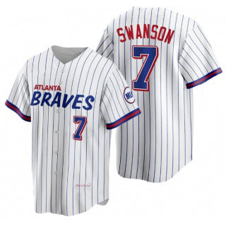 Atlanta Braves #7 Dansby Swanson White HOLBERT 2021 City Connect Stitched Jersey
