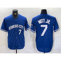 Kansas City Royals #7 Bobby Witt Jr Number Blue HOLBERT Cool Base Stitched Jersey