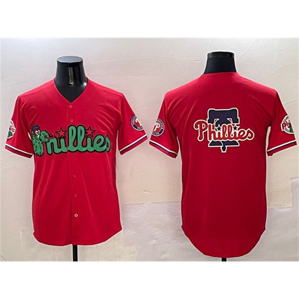 Philadelphia Phillies Team Big Logo Red HOLBERT Phanatic Limited Stitched Jersey