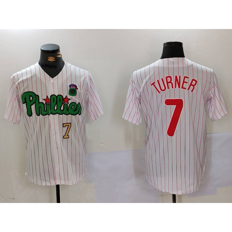 Philadelphia Phillies #7 Trea Turner White Green HOLBERT Cool Base Stitched Jerseys