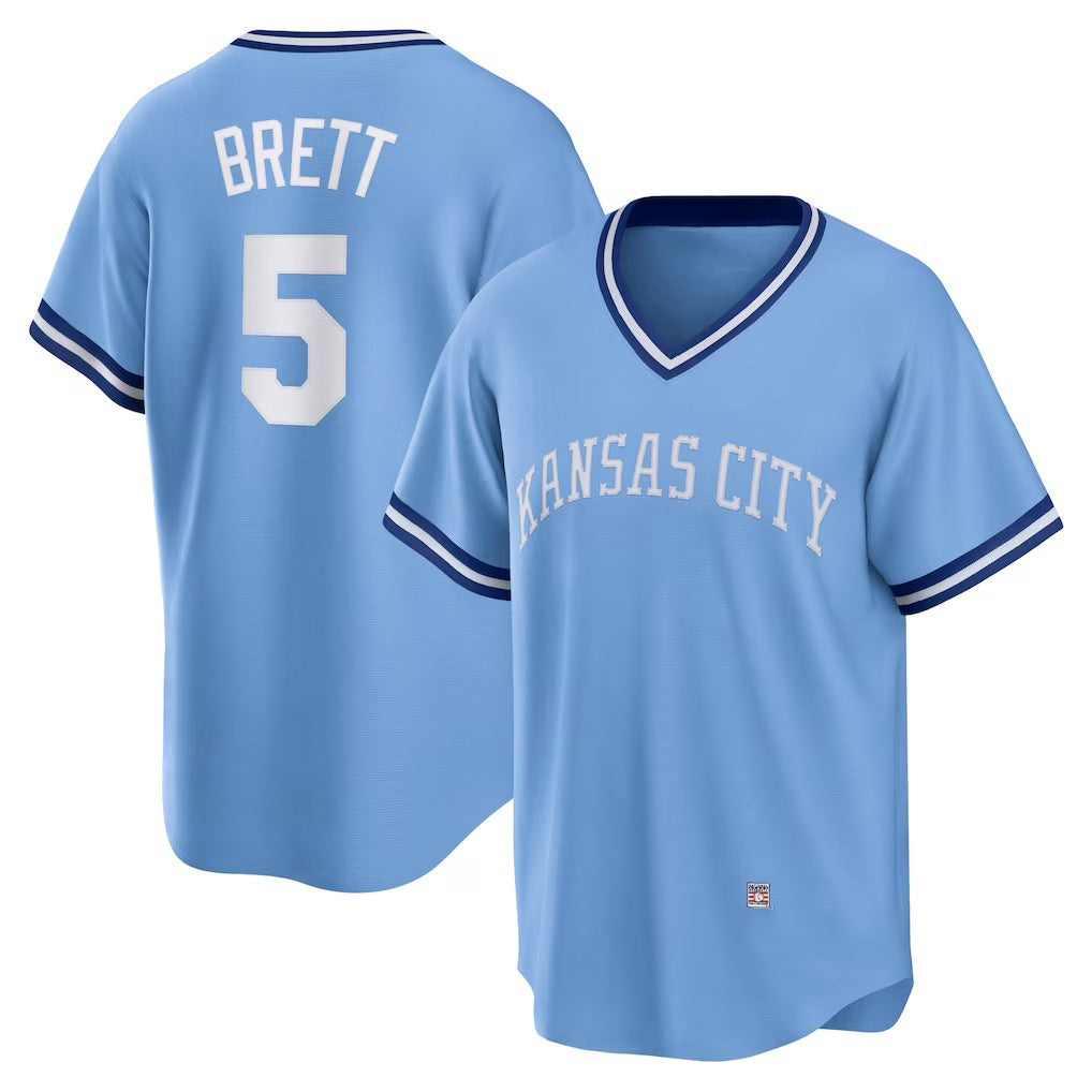 Kansas City Royals #5 George Brett Light Blue HOLBERT Road Cooperstown Collection Player Jersey
