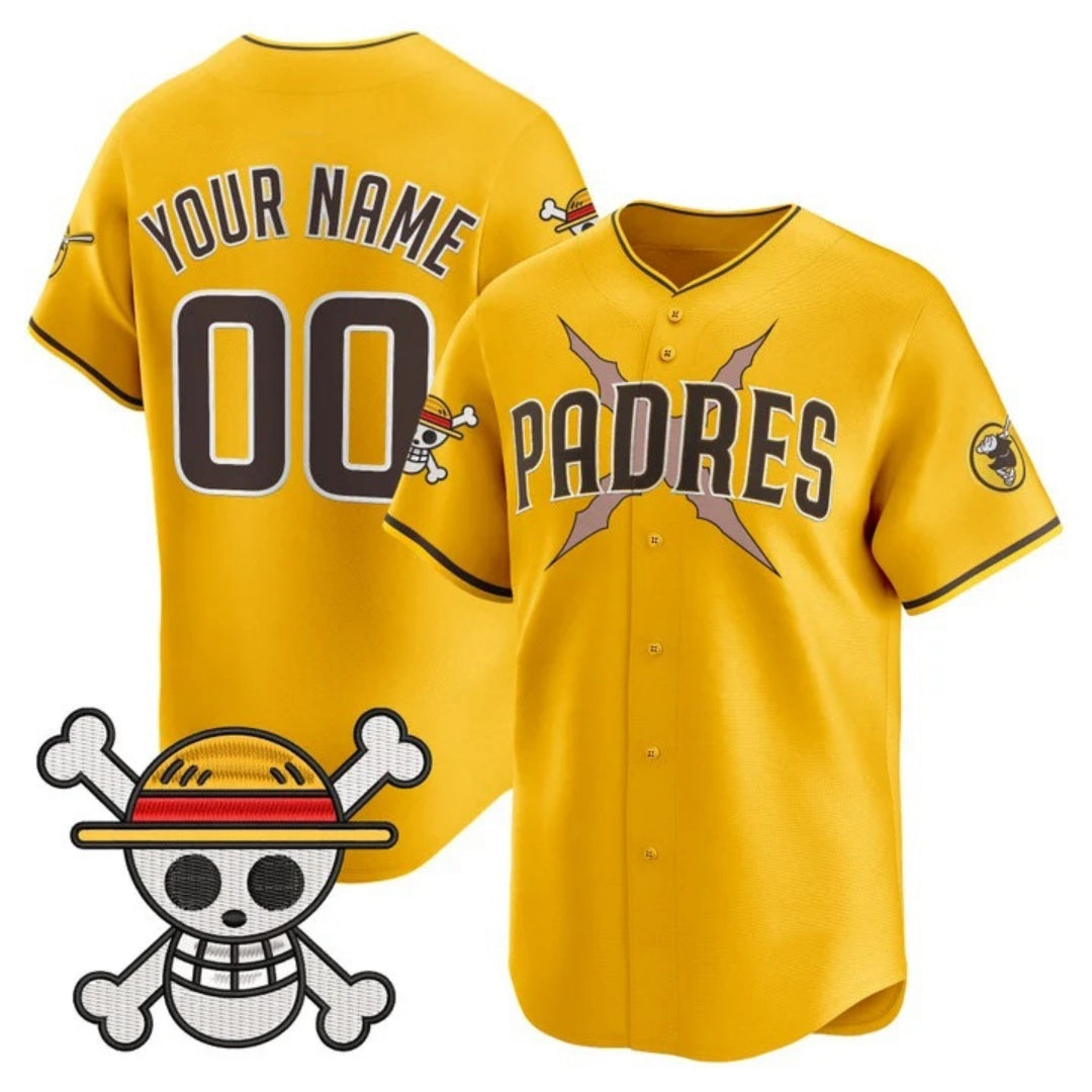 Custom San Diego Padres x One Piece Gold HOLBERT Vapor Premier Limited Jersey - Stitched