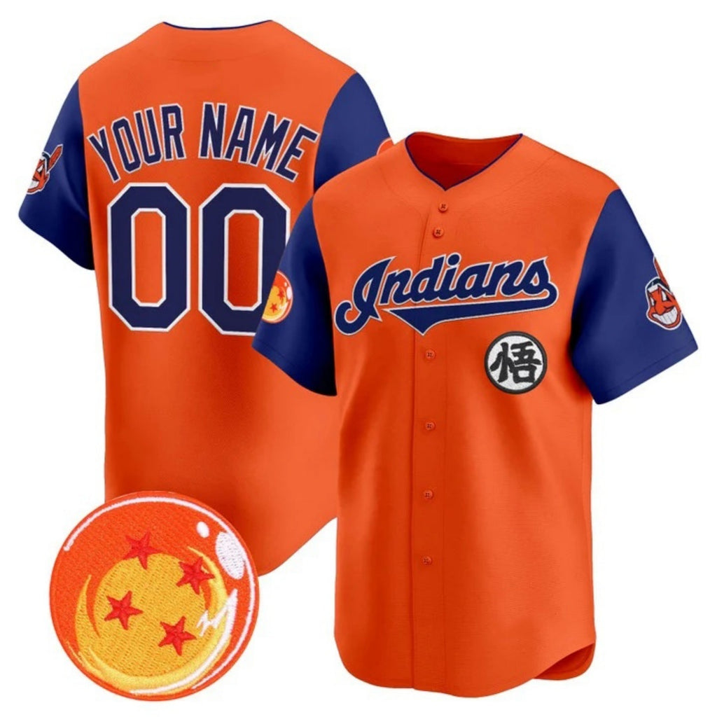 Custom Cleveland Indians x Dragon Ball Royal Orange HOLBERT Vapor Premier Limited Jersey - All Stitched