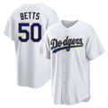 Los Angeles Dodgers #50 Mookie Betts Player Gold White HOLBERT 2026 Collection Stadium Game Stitched Jerseys