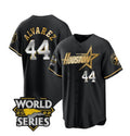 Houston Astros #44 Yordan Alvarez Black Gold HOLBERT 2022 World Series Stitched Jersey