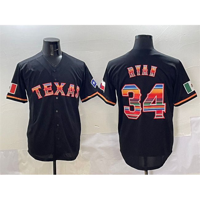 Texas Rangers #34 Nolan Ryan Black HOLBERT Mexico Limited Stitched Jersey