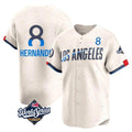 Los Angeles Dodgers #8 Enrique Hern¨¢ndez Player Cream HOLBERT World Series City Connect Limited Home Stitched Jerseys