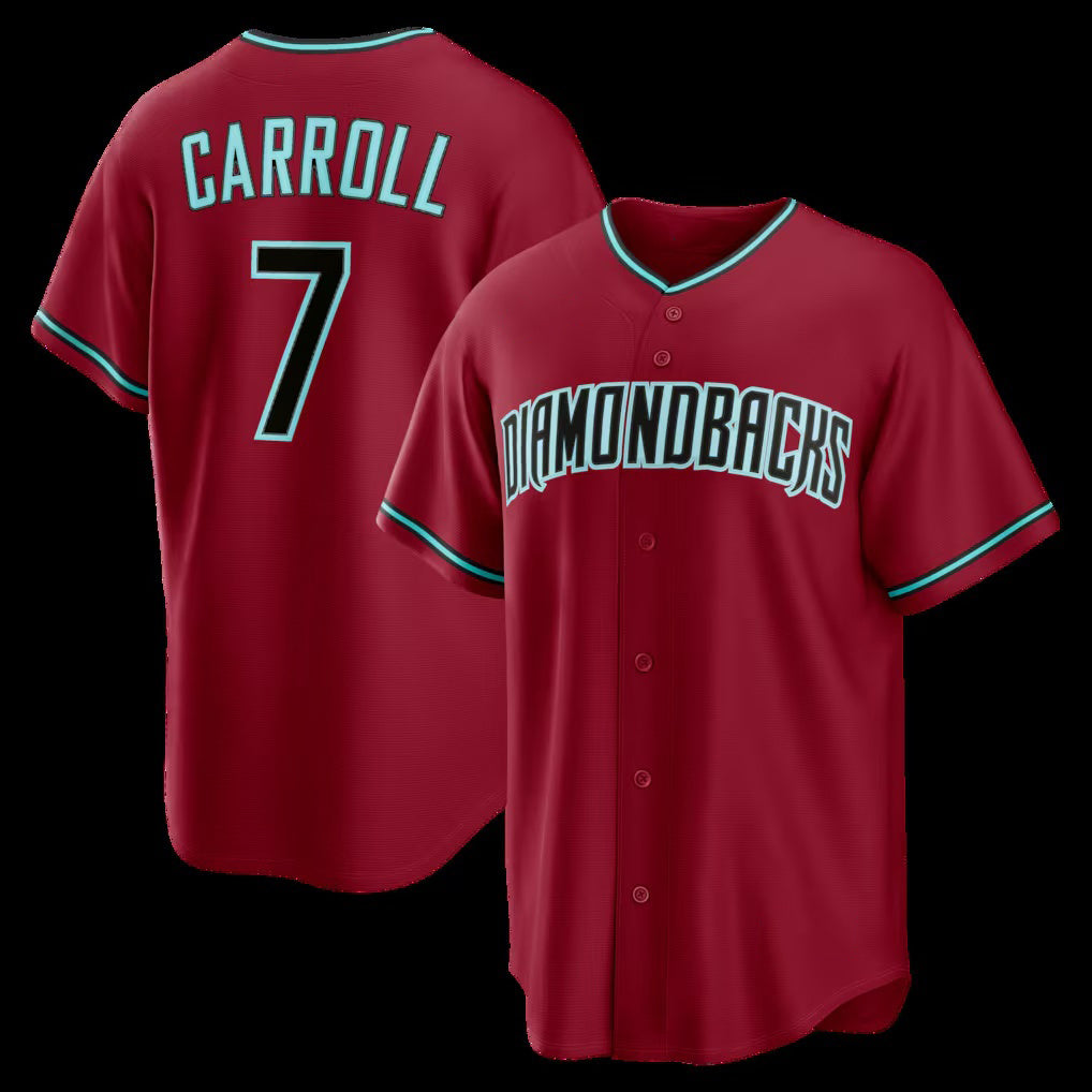 Arizona Diamondbacks #7 Corbin Carroll Crimson HOLBERT Alternate 2 Replica Jersey