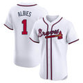 Atlanta Braves #1 Ozzie Albies Player White HOLBERT Limited Elite Home Game Stitched Jerseys