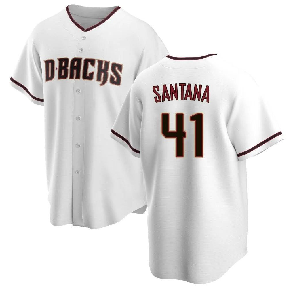 Arizona Diamondbacks #41 Carlos Santana Player White HOLBERT Home Game Stitched Jerseys