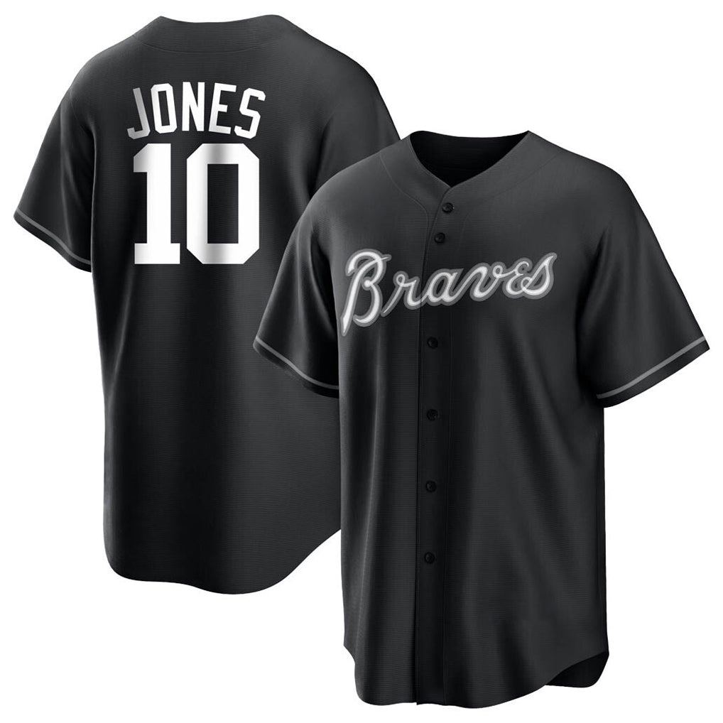 Atlanta Braves #10 Chipper Jones Player Black HOLBERT Home Game Stitched Jerseys