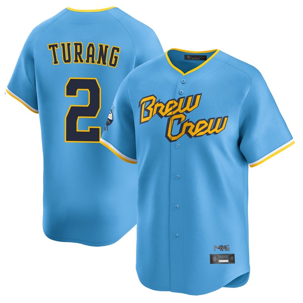 Milwaukee Brewers #2 Brice Turang Player Light Blue HOLBERT City Connect Home Limited Stitched Jerseys