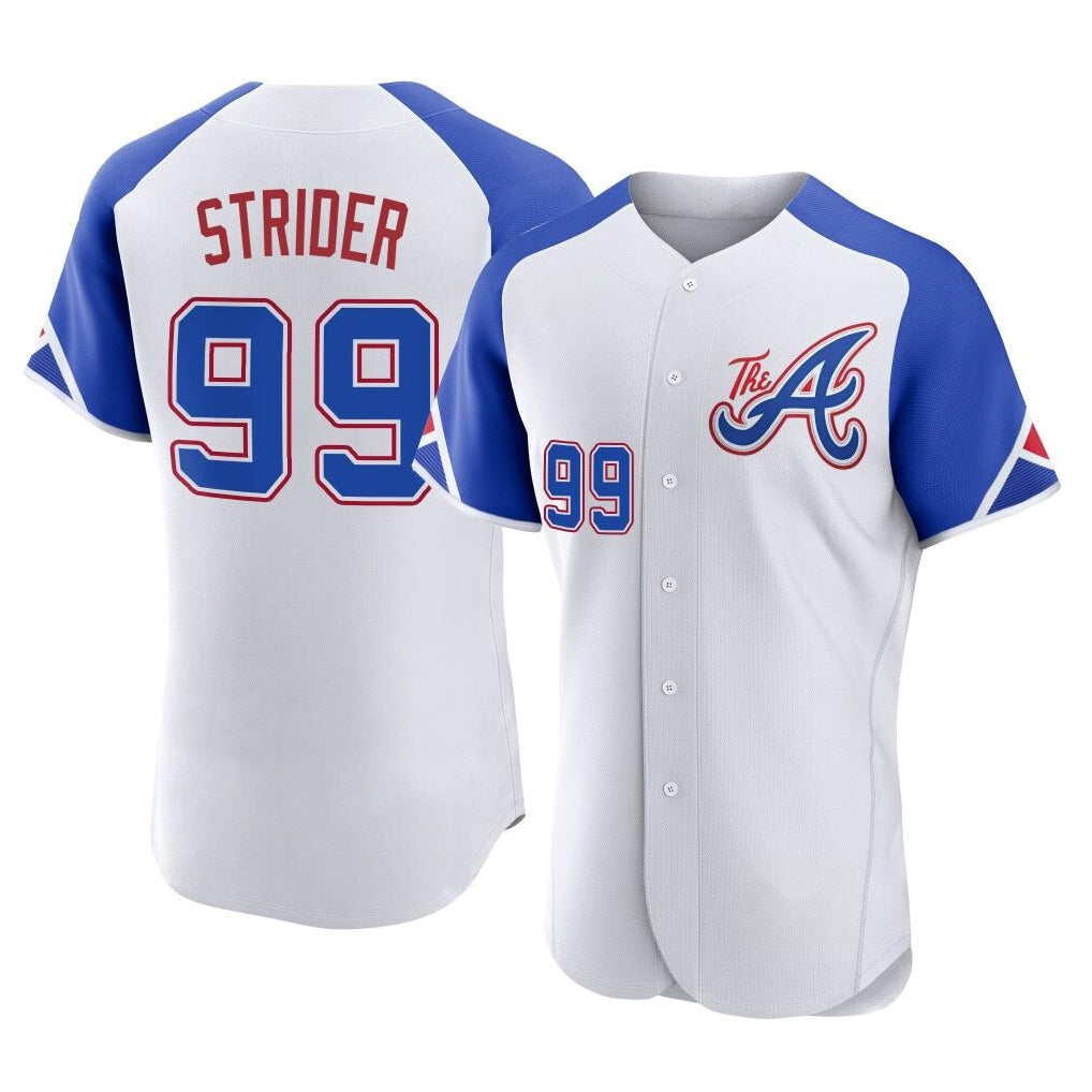Atlanta Braves #99 Spencer Strider Player White HOLBERT City Connect Limited Elite Home Game Stitched Jerseys