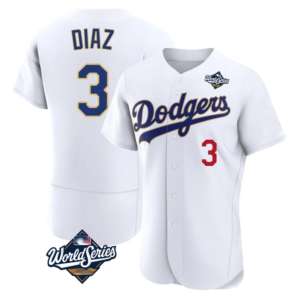 Los Angeles Dodgers #3 Edwin D¨ªaz Player Gold White HOLBERT World Series 2026 Collection Stadium Limited Elite Stitched Jerseys