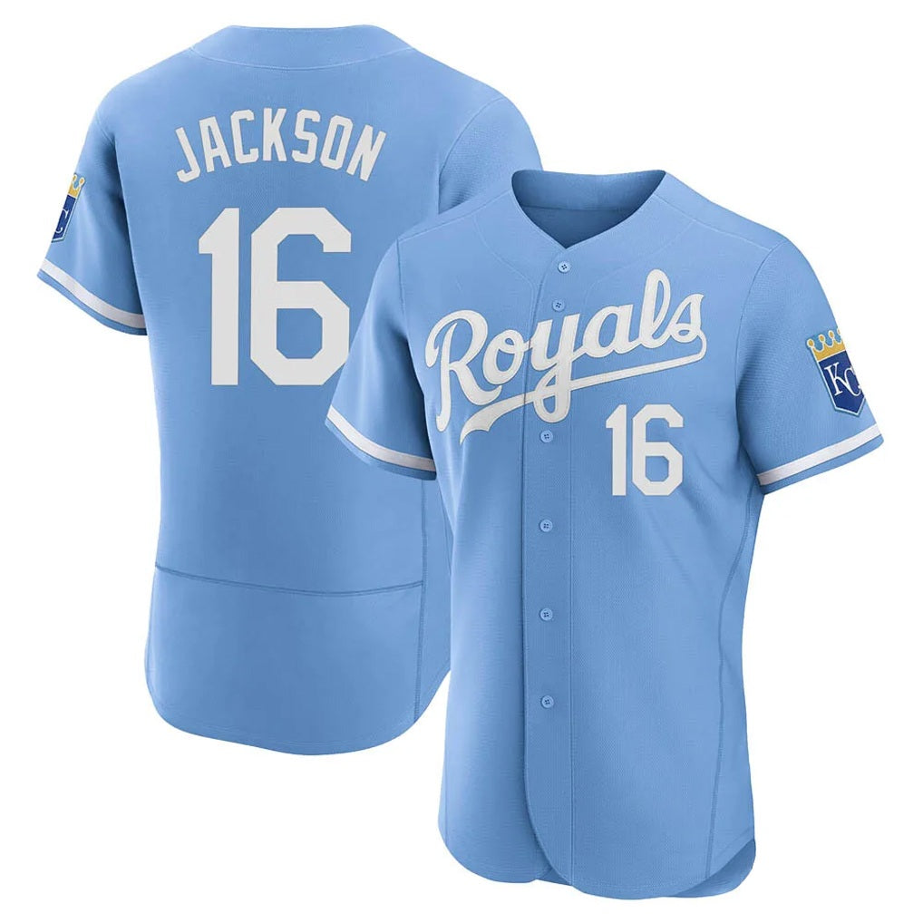 Kansas City Royals #16 Bo Jackson Player Light Blue HOLBERT Alt Limited Elite Home Stitched Jerseys