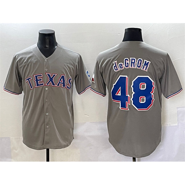Texas Rangers #48 Jacob deGrom Gray HOLBERT With Patch Cool Base Stitched Jersey