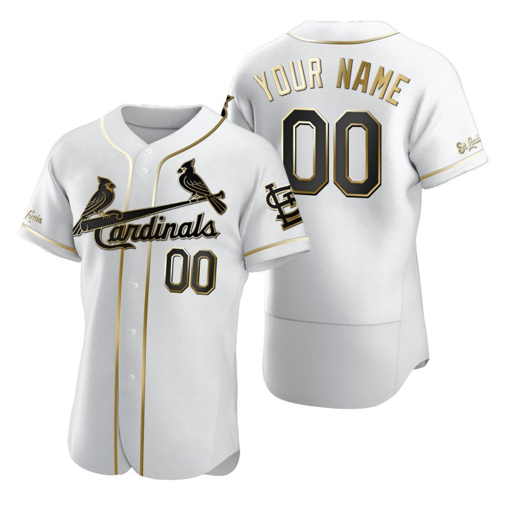 Custom St. Louis Cardinals White HOLBERT Stitched Flex Base Golden Edition Jersey