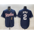 New York Yankees #2 Derek Jeter Number Navy HOLBERT Cool Base Stitched Jersey