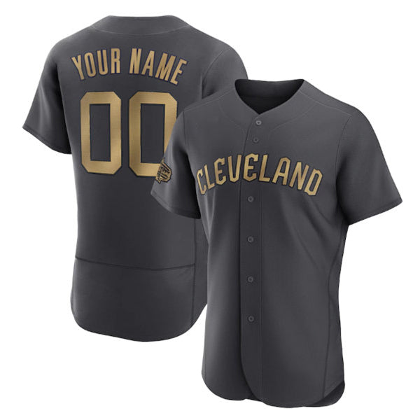 Custom Cleveland Guardians Active Player Charcoal HOLBERT 2022 All-Star Flex Base Stitched Jersey