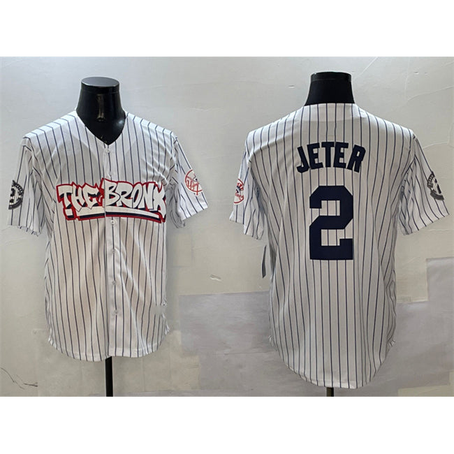 New York Yankees #2 Derek Jeter White HOLBERT Bronx Graffiti Vapor Limited Stitched Jersey
