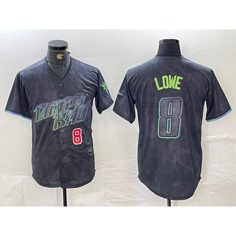 Tampa Bay Rays #8 Brandon Lowe Charcoal HOLBERT 2024 City Connect Player Number Limited Cool Base Jerseys