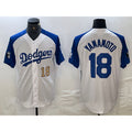 Los Angeles Dodgers #18 Yoshinobu Yamamoto Number White Blue HOLBERT Fashion Stitched Cool Base Limited Jerseys