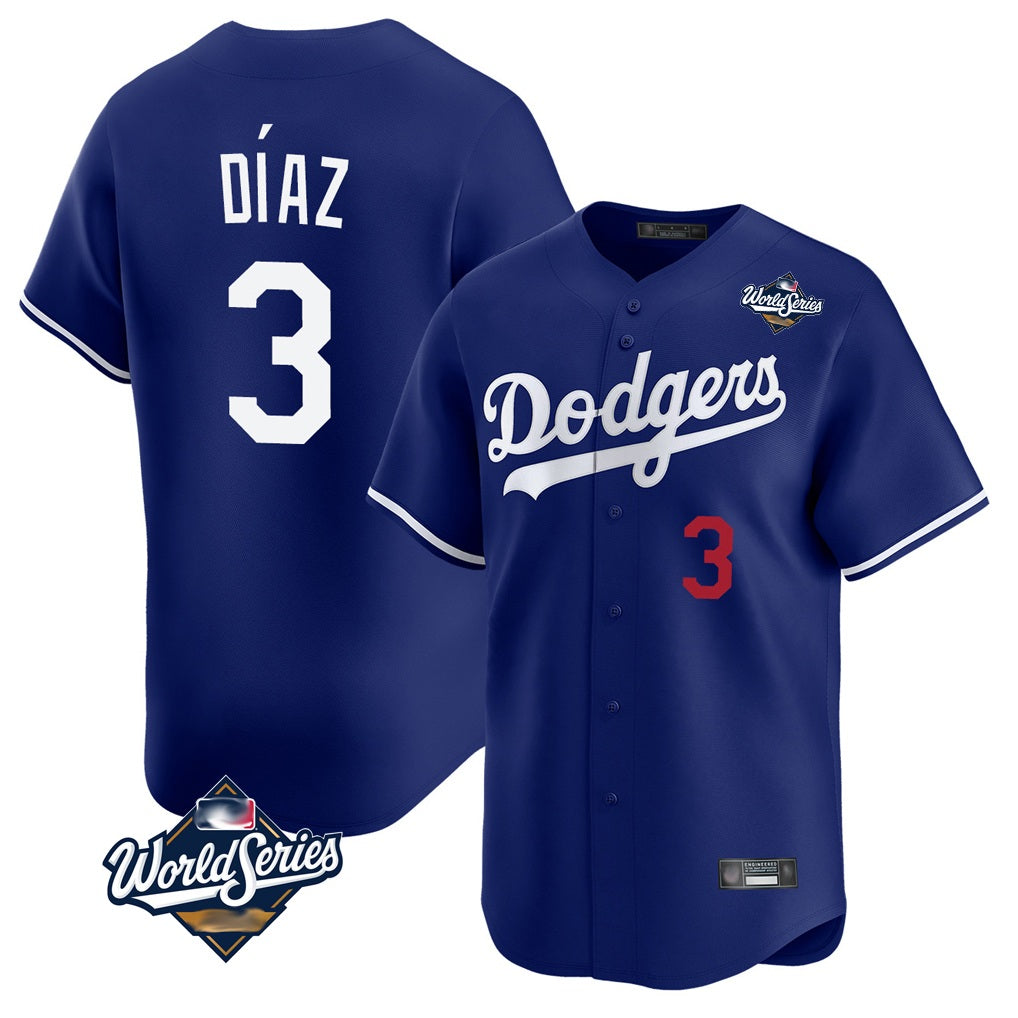 Los Angeles Dodgers #3 Edwin D¨ªaz Player Royal HOLBERT World Series Limited Home Stitched Jerseys