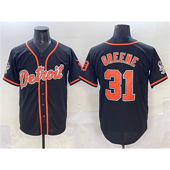 Detroit Tigers #31 Riley Greene Black HOLBERT With Patch Cool Base Stitched Jersey