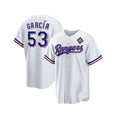 Texas Rangers #53 Adolis Garc¨ªa White HOLBERT 2023 World Series Stitched Jersey