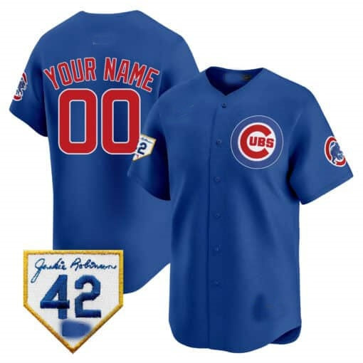 Custom Chicago Cubs 2024 Jackie Robinson Patch Vapor Premier Limited Jersey V2 ¨C Royal HOLBERT