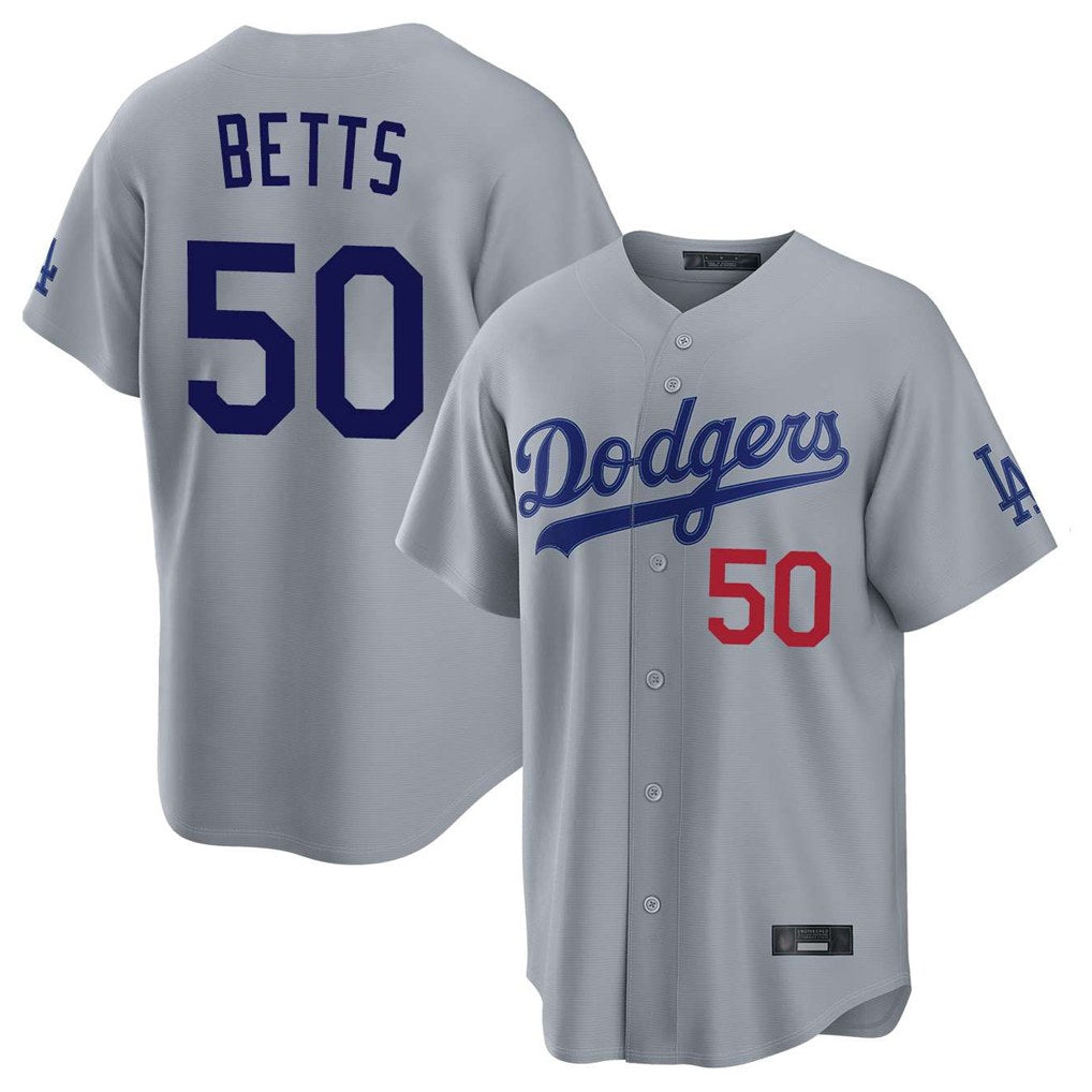 Los Angeles Dodgers #50 Mookie Betts Player Gray HOLBERT Game Home Stitched Jerseys