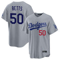 Los Angeles Dodgers #50 Mookie Betts Player Gray HOLBERT Game Home Stitched Jerseys