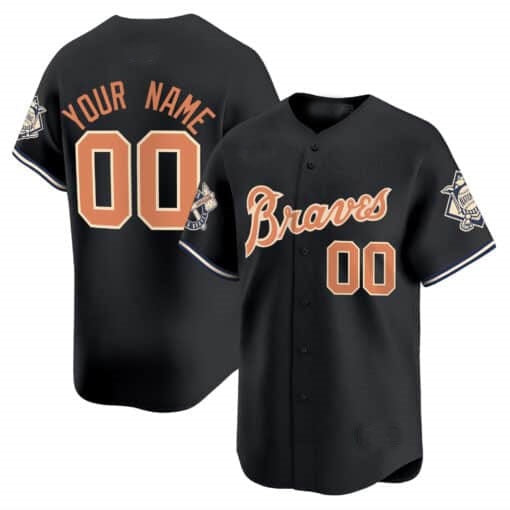 Custom Atlanta Braves Peaches n¡¯ Cream Vapor Premier Limited Jersey ¨C Black HOLBERT