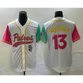 San Diego Padres #13 Manny Machado White HOLBERT NEW 2023 City Connect Cool Base Stitched Jersey 2