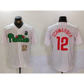Philadelphia Phillies #12 Kyle Schwarber White Green HOLBERT Cool Base Stitched Jerseys