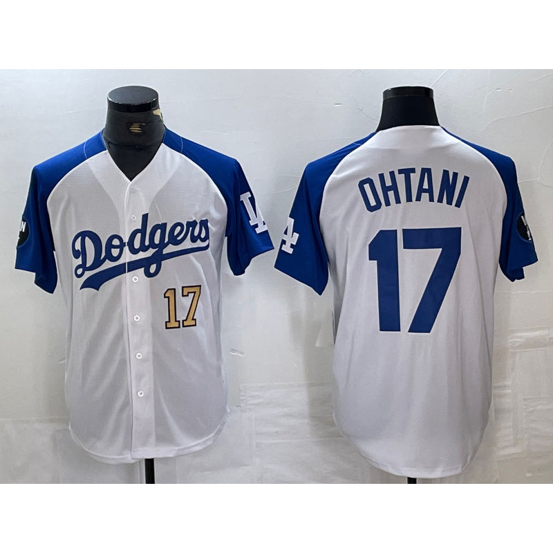 Los Angeles Dodgers #17 Shohei Ohtani Number White Blue HOLBERT Fashion Stitched Cool Base Limited Jersey 2