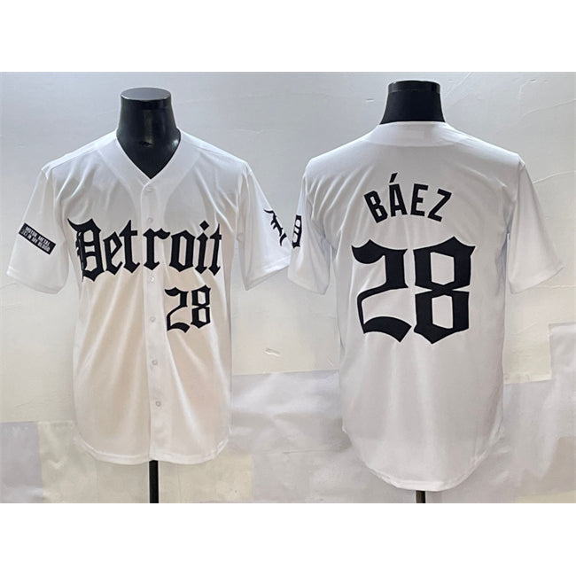 Detroit Tigers #28 Javier B¨¢ez White HOLBERT 'Motor Gothic Edition' Vapor Premier Limited Stitched Jersey