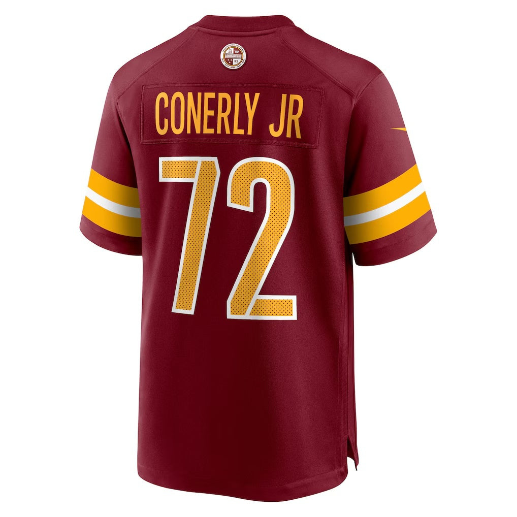 W.Commanders #72 Josh Conerly Jr. Burgundy HOLBERT 2025 Draft First Round Pick Game Jersey