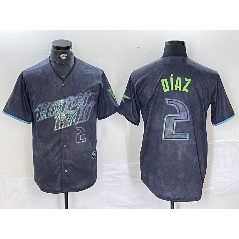 Tampa Bay Rays #2 Yandy Diaz Number Charcoal HOLBERT 2024 City Connect Limited Stitched Jersey 2
