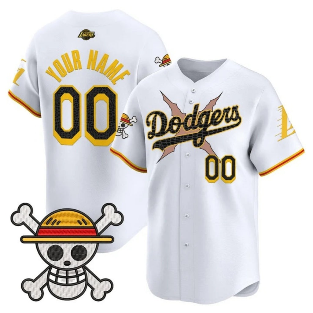 Custom Los Angeles Dodgers x One Piece x Mamba White HOLBERT Vapor Premier Limited Jersey - Stitched