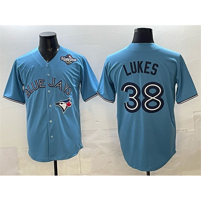Toronto Blue Jays #38 Nathan Lukes Blue HOLBERT 2025 World Series Cool Base Stitched Jersey